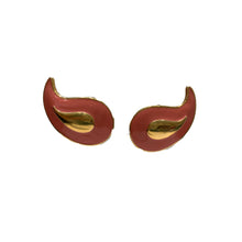 Load image into Gallery viewer, Vintage YSL Salmon and Gold Paisley Earrings (clip-on)