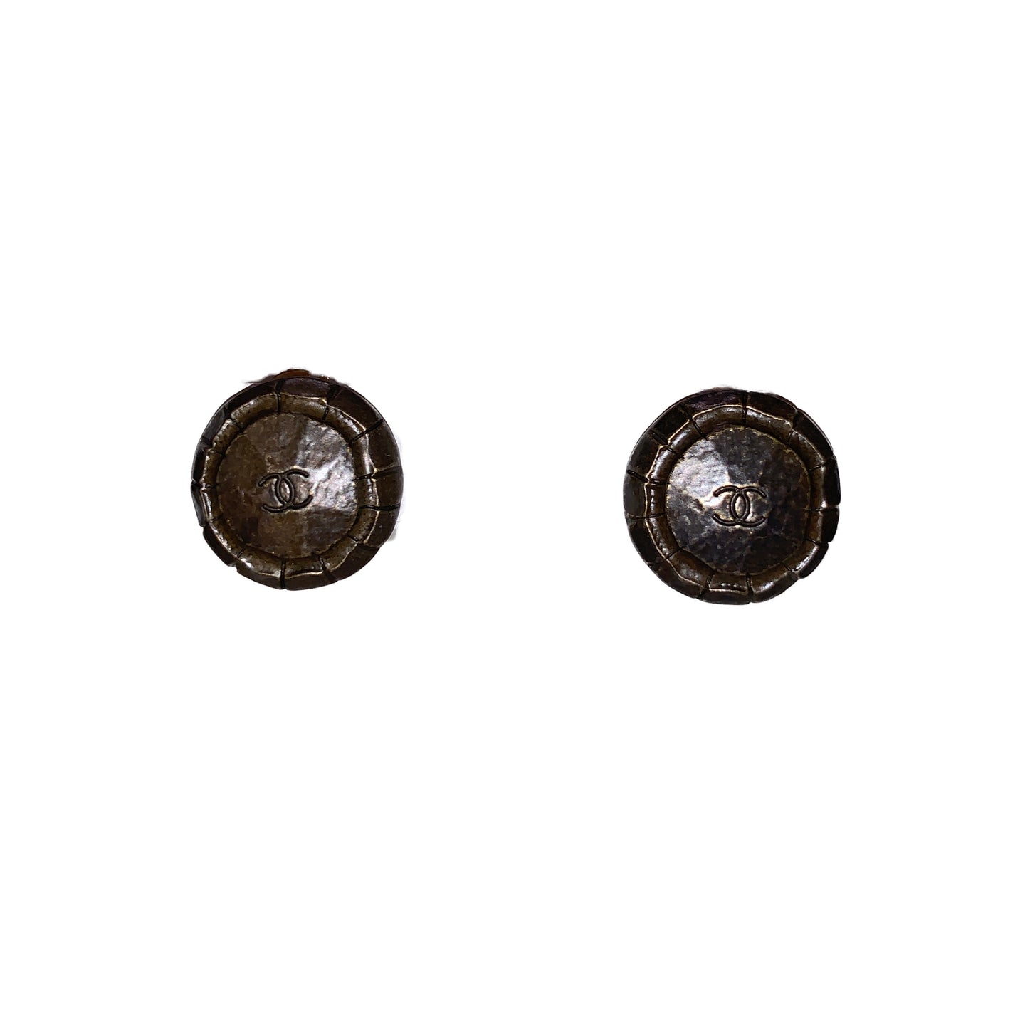 Vintage Chanel Bronze Toned Textured Earrings (Clip-On)