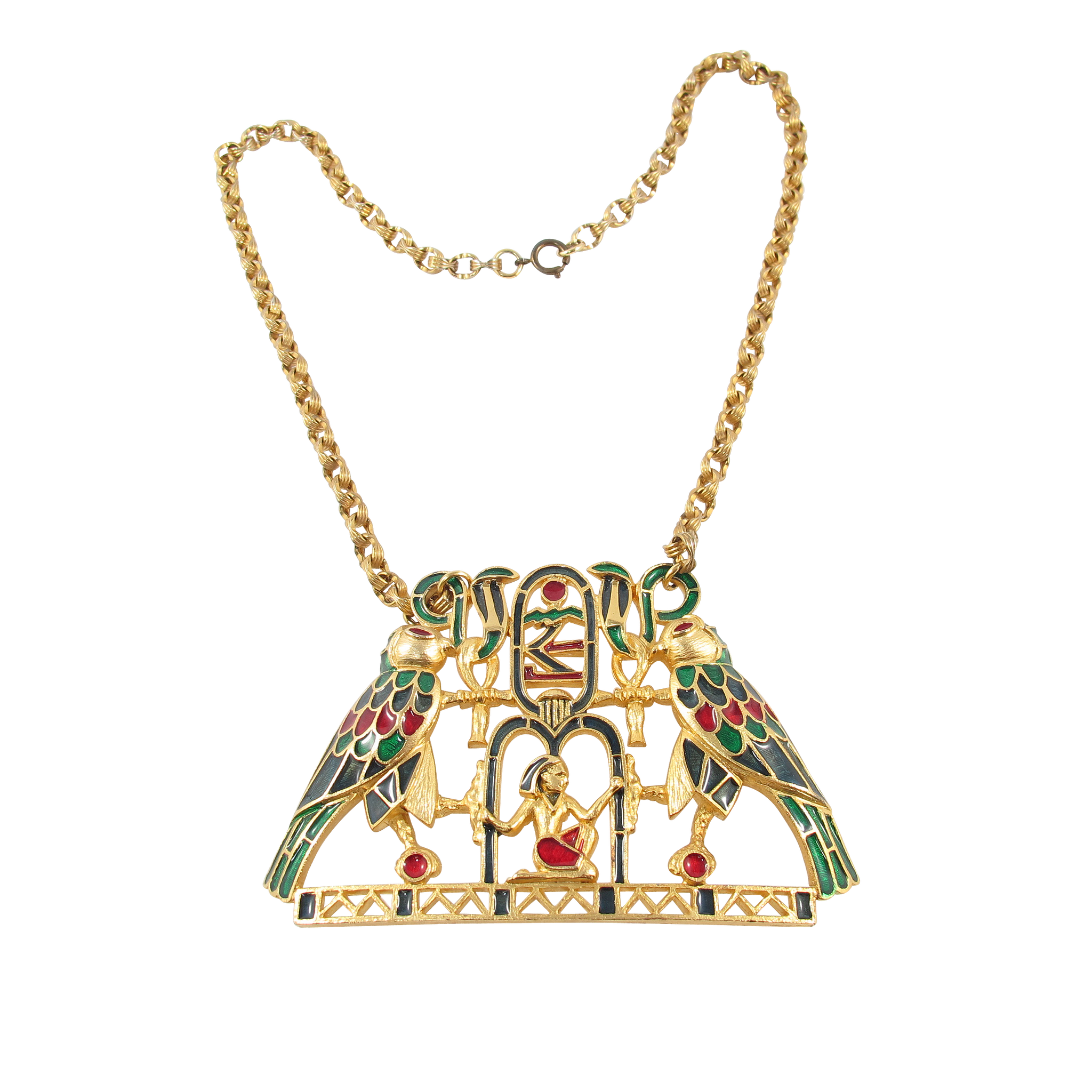18K Gold Egyptian King Tut with stone pendant - Egypt7000