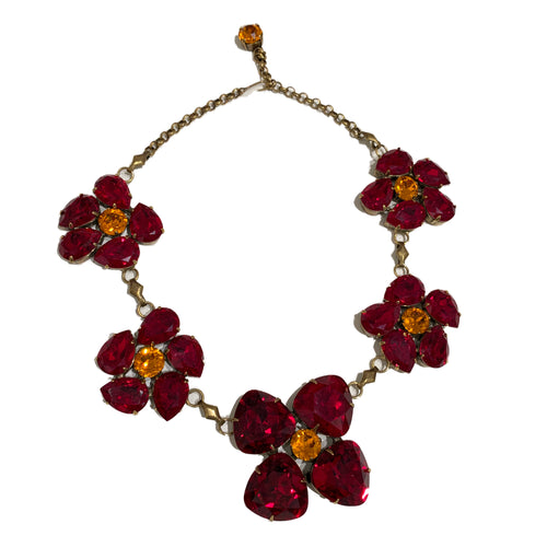 Harlequin Market Statement Crystal Accent Necklace -Ruby & Topaz