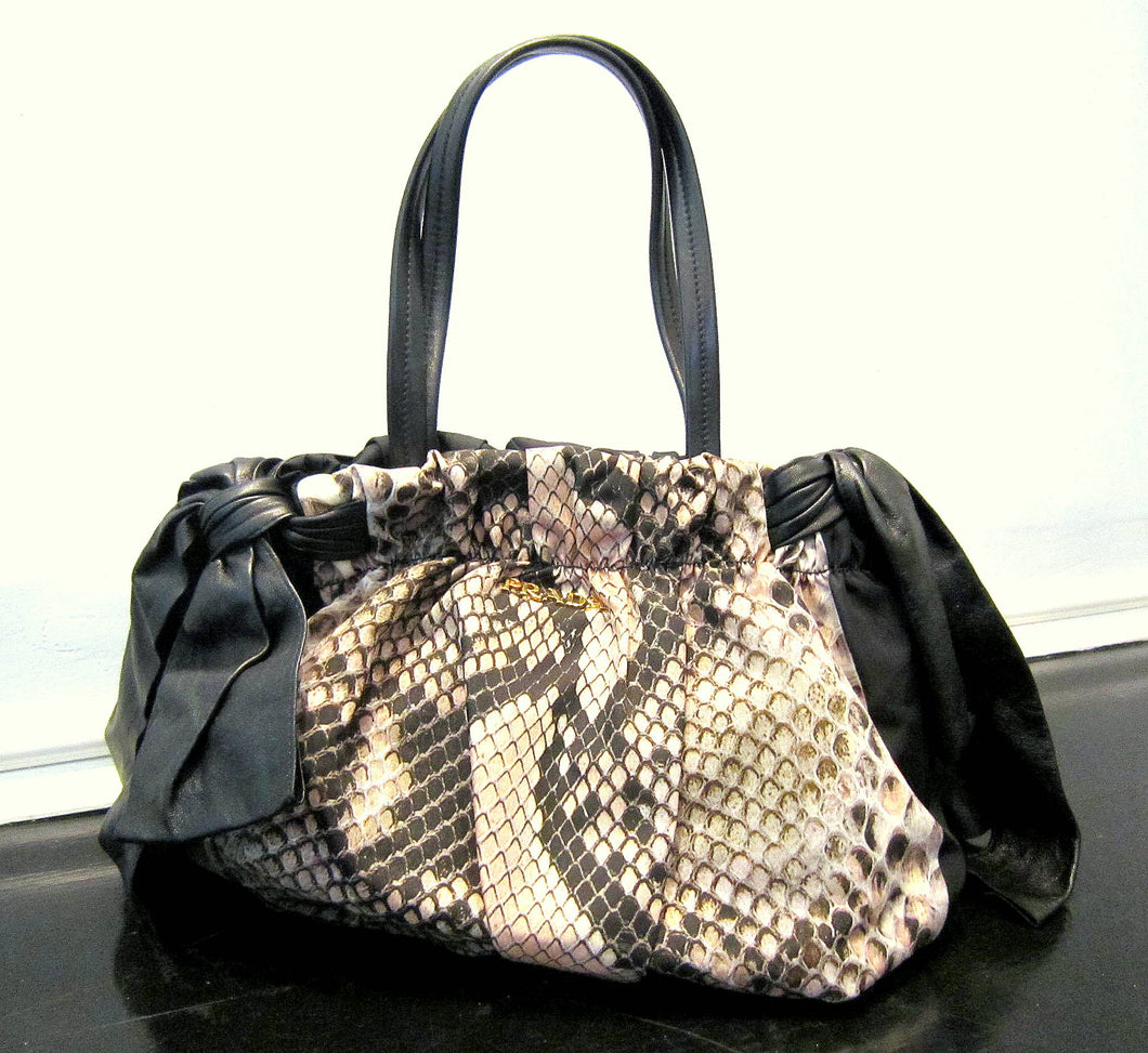 Snakeskin Print-Leather Prada Handbag