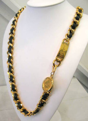 Vintage Chanel Black Quilted Necklace-Belt