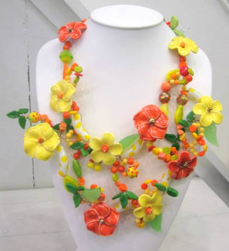 Harlequin Market Floral Porcelain Necklace