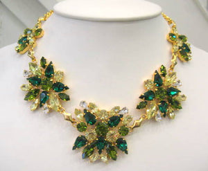 Harlequin Market Green Hued Crystal Necklace