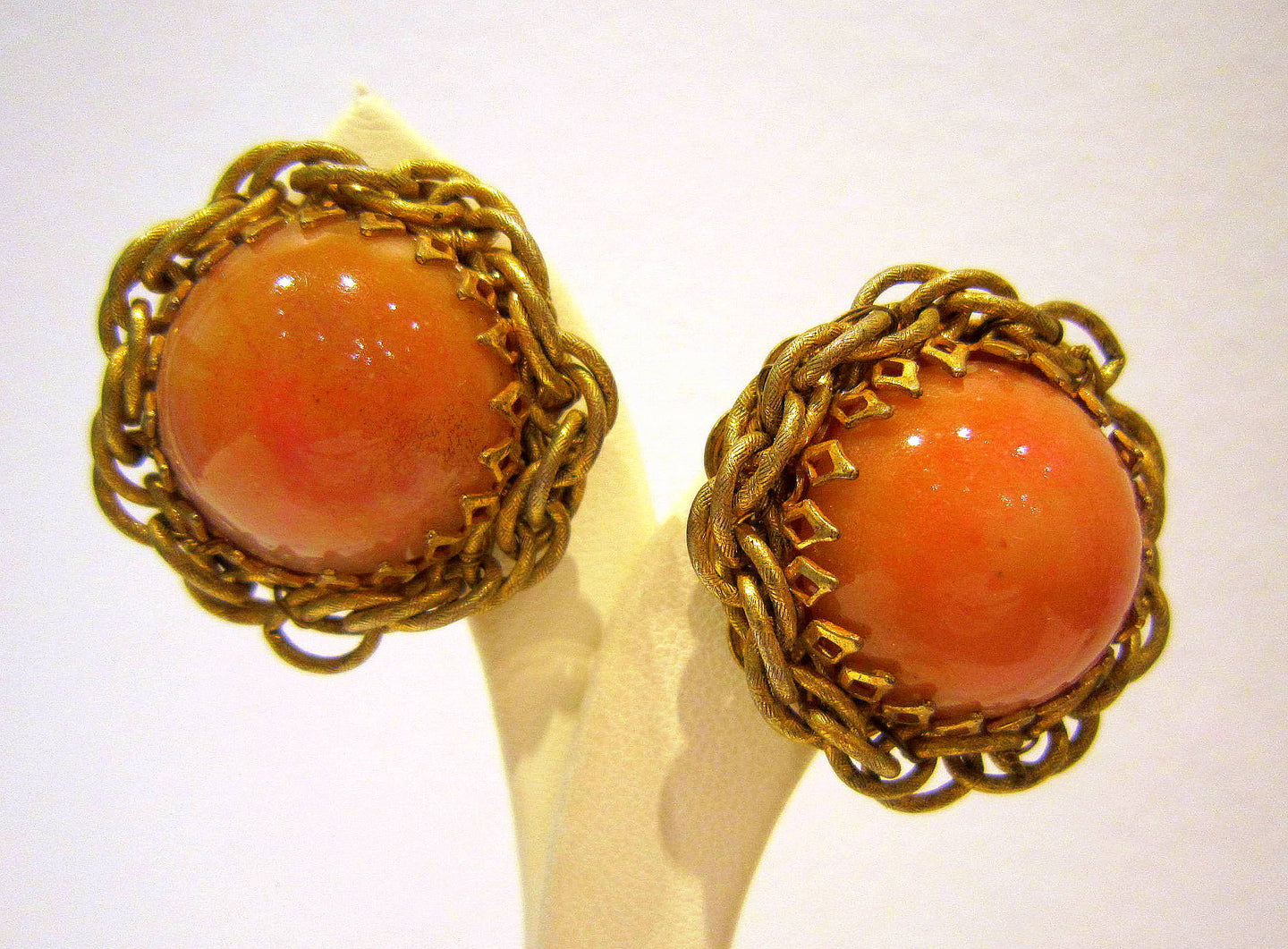 Miriam Haskell Peach Clip-ons