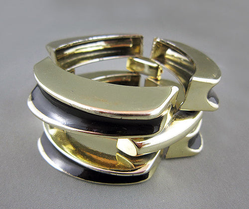 Chunky Enamel & Gold Tone Cuff - Harlequin Market