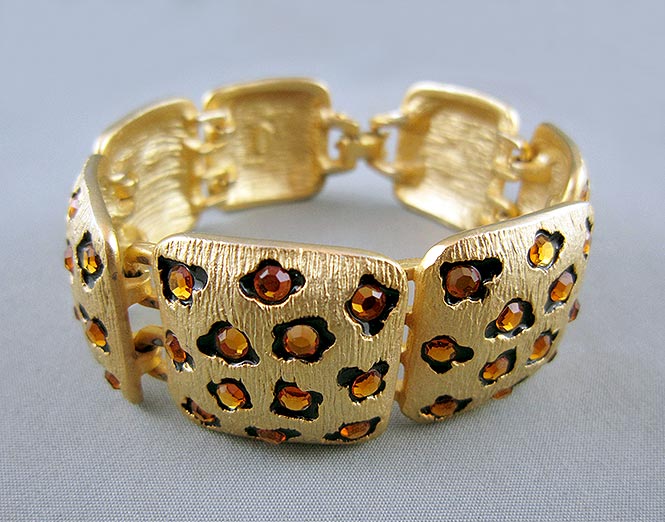 Gold & Crystal Leopard Print Cuff
