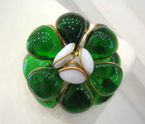Chanel Pate-de-verre Camellia Brooch - Harlequin Market