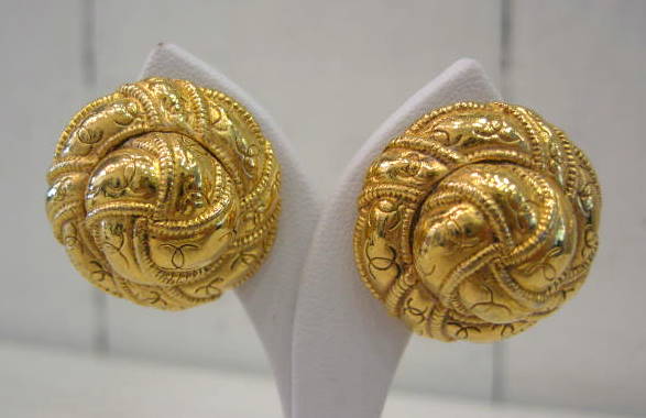 Signed Chanel Gold Earrings