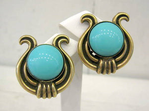 Harlequin Market Turquoise and Bronze Earrings