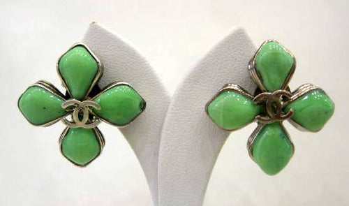 Vintage Chanel Pate-de-verre Flower Earrings