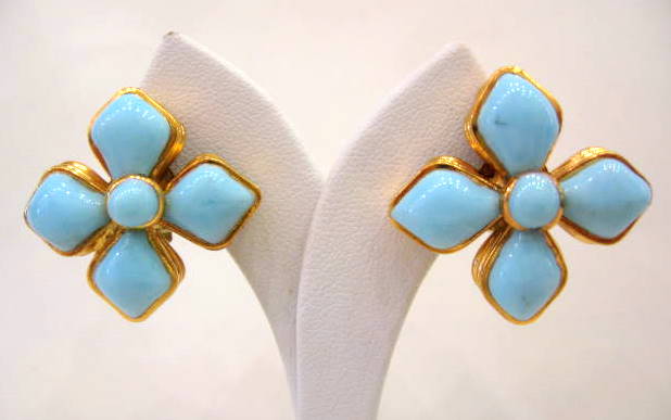 Vintage Chanel Pate-de-verre Flower Earrings