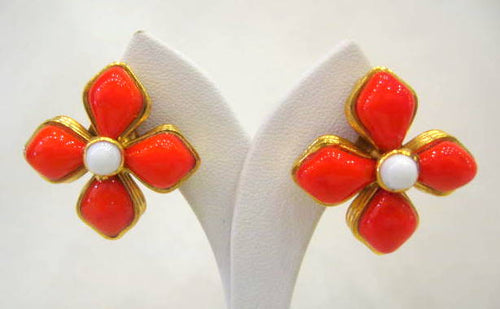 Vintage Chanel Pate-de-verre Flower Earrings