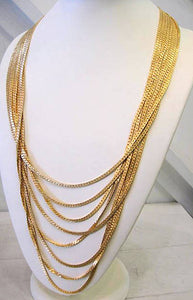 Signed Vintage Monet 5-Strand Gold Link Necklace