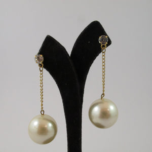 Harlequin Market | HQM faux pearl and Austrian crystal drop earrings - goldtone