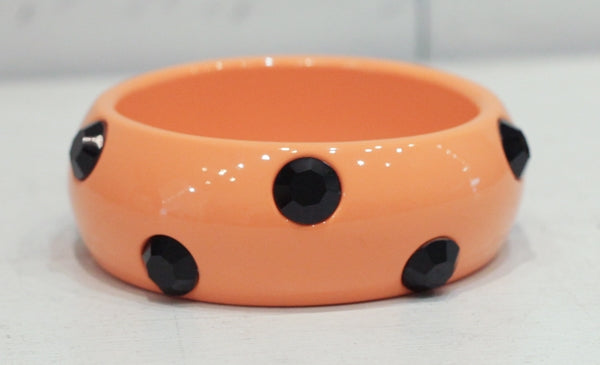 Vintage Rafia & Bossa Bangle - Orange & Black