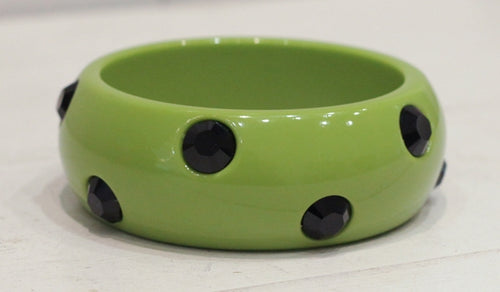 Vintage Rafia & Bossa Bangle - Green & Black