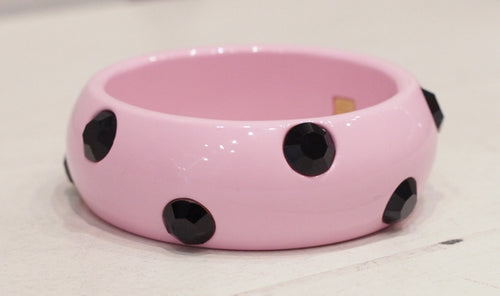 Vintage Rafia & Bossa Bangle - Pink & Black