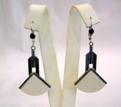 Vintage Galalith and Chrome Earrings