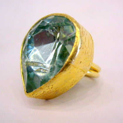 Gold Plated Turkish Aquamarine Ring