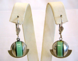 Art Deco Galalith &amp; Chrome Earrings - Harlequin Market