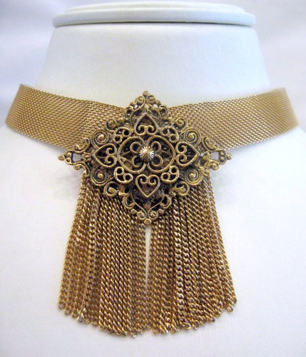 Vintage Gold Filagree Tassel Choker