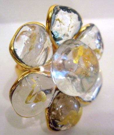 Pate-de-Verre 24k Gold Leaf Ring