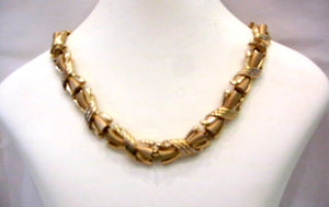 Gold Plated Mixed Finish Rectangular Shaped Necklace