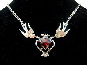 William Griffiths Sterling Silver Swallows and Baroque Necklace