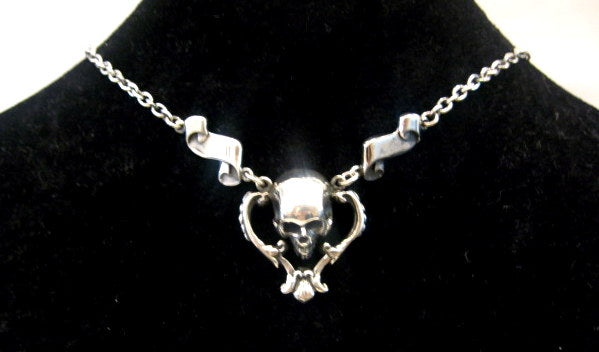 William Griffiths Florentine Skull and Scrolls Necklace