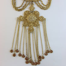Load image into Gallery viewer, Vintage Goldette Sculptural Brutalist Style Goldtone Pendant Necklace c. 1970&#39;s