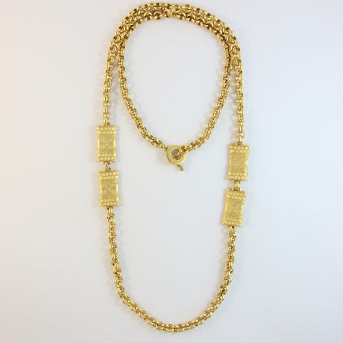 'Omnia Vincit Amore' French Vintage Gold Chain Necklace