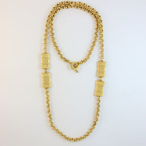 'Omnia Vincit Amore' French Vintage Gold Chain Necklace
