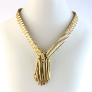 French Vintage Gold-Tone Tassel Pendant Necklace