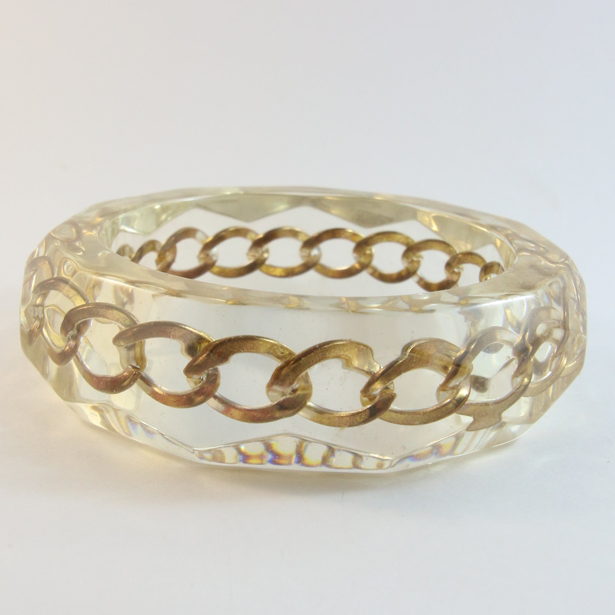 Vintage GUESS lucite bangle bracelet clear see throug… - Gem