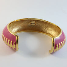Load image into Gallery viewer, Signed Disaya French Vintage Cuff Bangle - Pink Enamel &amp; Crystal Rhinestones