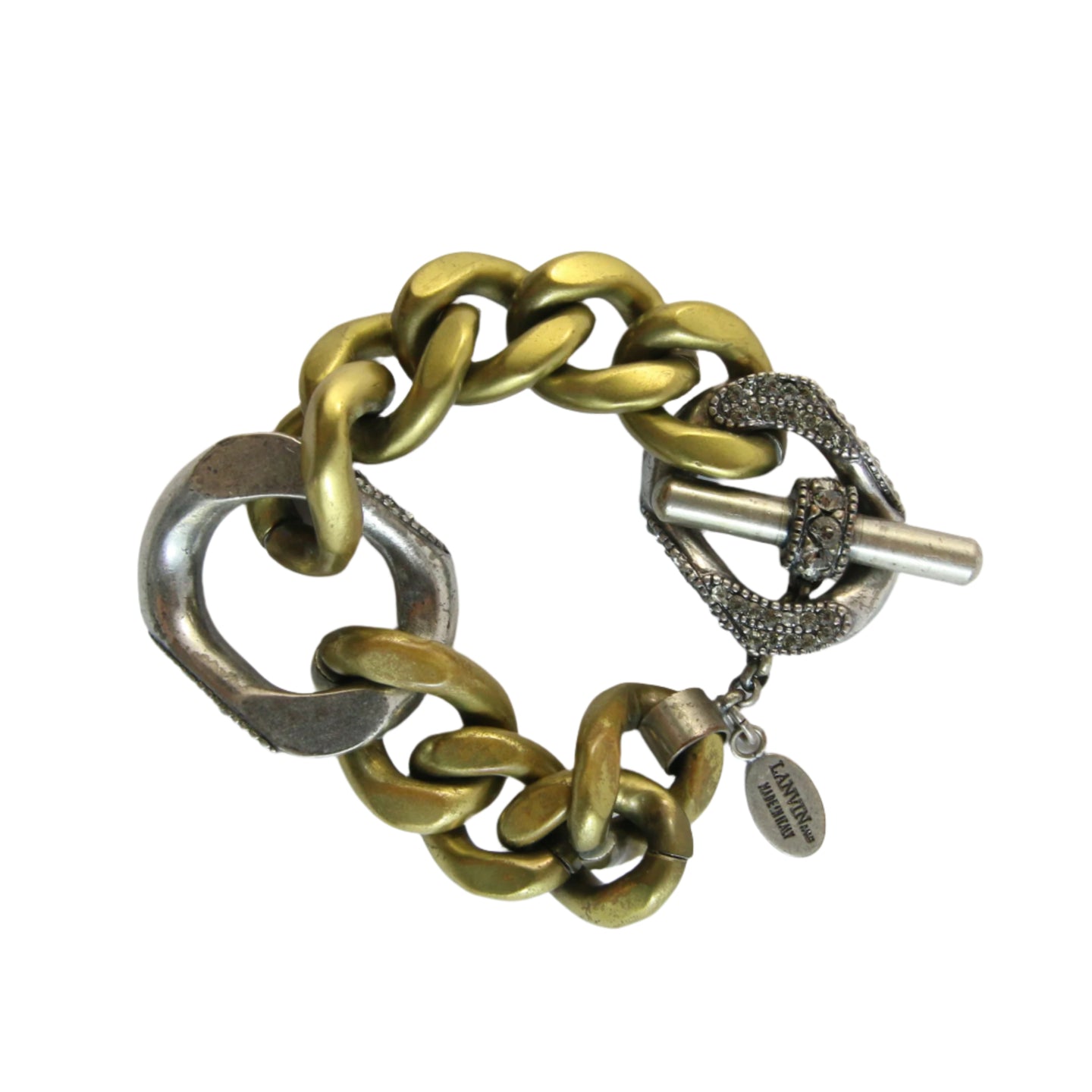 Lanvin Paris Vintage Gun Metal & Brass Bracelet