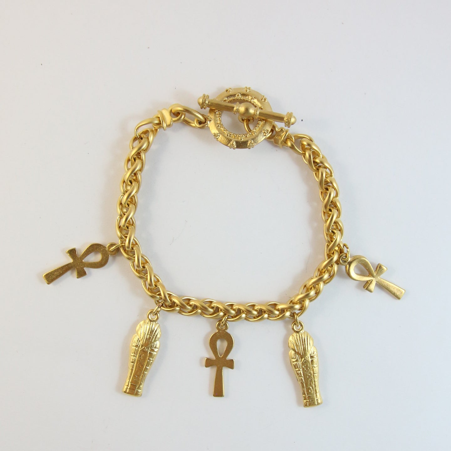 Gold-Plated Charm Bracelet With Cross & Coffin Charms