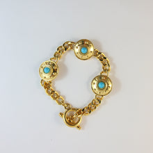 Load image into Gallery viewer, Gold-Plated Bracelet With Turquoise Stones