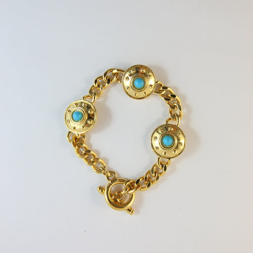 Gold-Plated Bracelet With Turquoise Stones