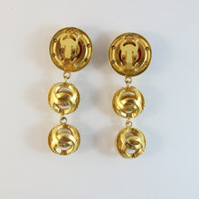 Load image into Gallery viewer, Vintage Signed Chanel Red Gripoix Logo Drop Earrings (Clip-On)