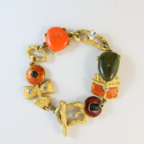Christian Lacroix Vintage Multi-Colour Stone & Crystal Bracelet