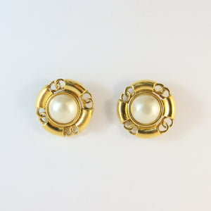 Vintage Signed Chanel Faux Pearl Earrings c.1993
