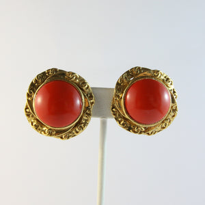 Vintage Chanel Red Gripoix & CC Logo Earrings (clip-on)