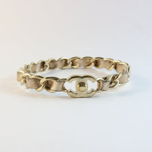 Load image into Gallery viewer, &#39;CC&#39; Chanel Vintage Gold Plated Chain &amp; Leather Bangle