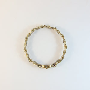 'CC' Chanel Vintage Gold Plated Chain & Leather Bangle