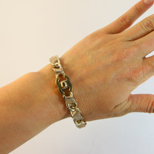 'CC' Chanel Vintage Gold Plated Chain & Leather Bangle