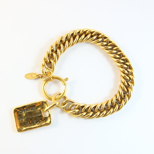 Signed Vintage Chanel c.1980s Name Tag Bracelet