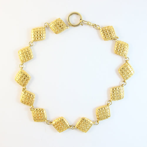 Vintage Chanel c.1970s Waffle Diamond Choker Necklace