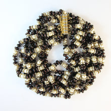 Load image into Gallery viewer, Unsigned Vintage Kenneth Jay Lane Nine Strand Aventurine &amp; Faux Pearl Torchon Necklace